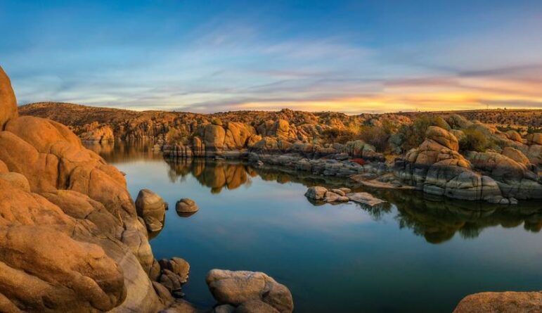 Sunset above Watson Lake in Prescott, Arizona