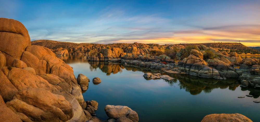 Sunset above Watson Lake in Prescott, Arizona